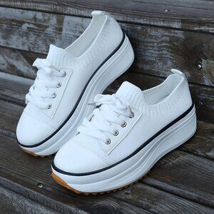 Women Casual Breathable Sport Shoes lace up Outdoor Canvas Walking Shoes